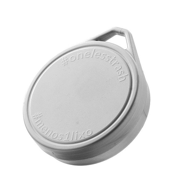 TAMPA COPO RETRÁTIL MENOS 1 LIXO | PRATA