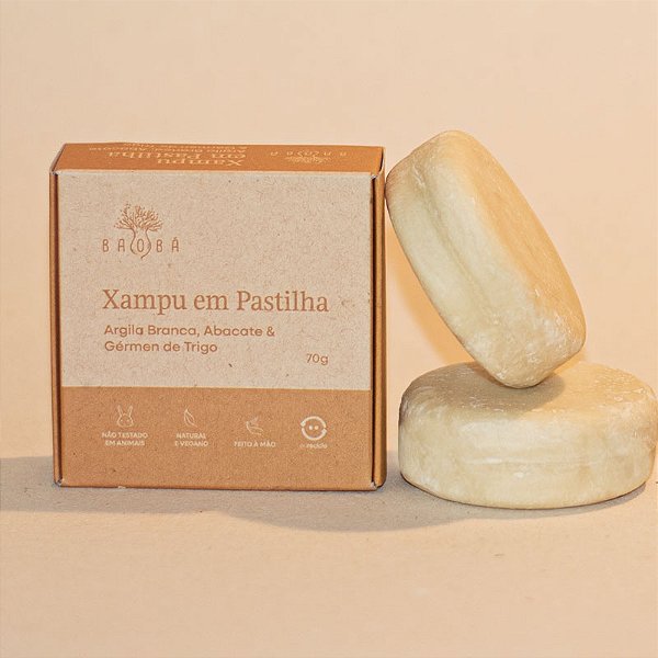 XAMPU SÓLIDO ARGILA BRANCA CABELOS NORMAIS