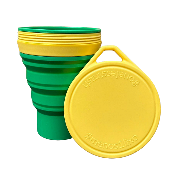 COPO RETRÁTIL MENOS1LIXO VERDE E AMARELO