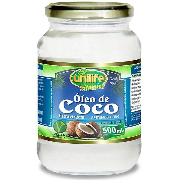 Óleo De Coco Extra Virgem Unilife 500ml (prensado a frio)