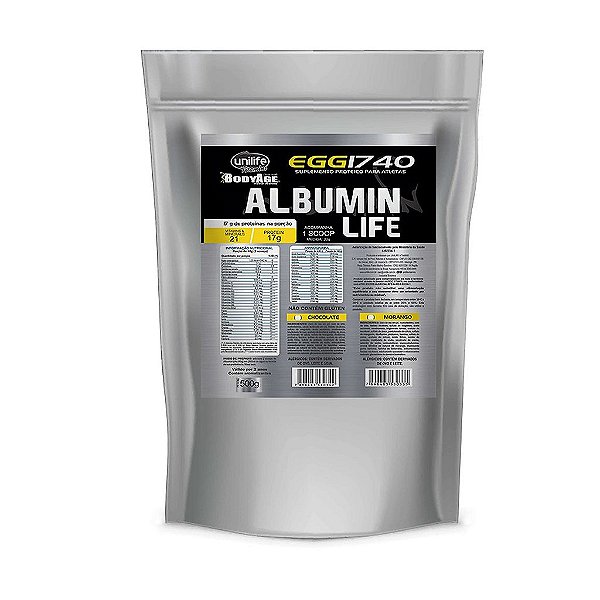 Albumin Life 1740 - Pacote metalizado - Sabor Morango 500 g
