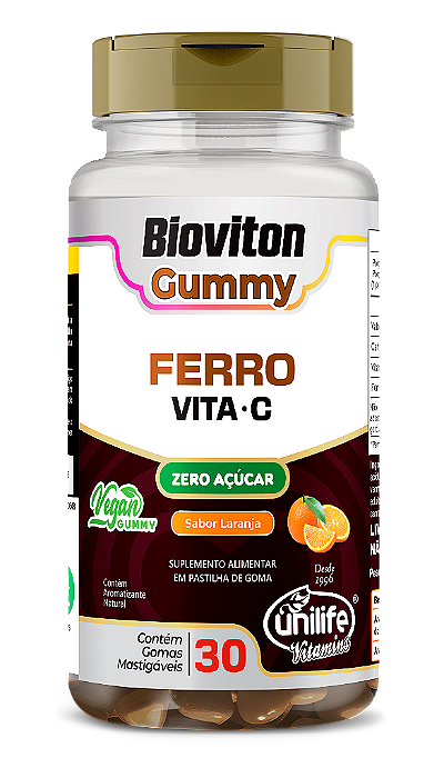 Ferro  + Vit C Bioviton - Sabor Laranja - 30 Gomas Mastigáveis