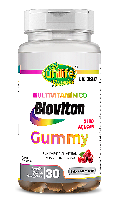 Multivitamínico Bioviton - Sabor Franboesa - 30 Gomas Mastigáveis