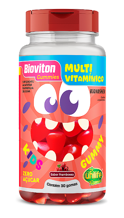 Multivitamínico Bioviton - Sabor Franboesa - KIDS - 30 Gomas Mastigáveis