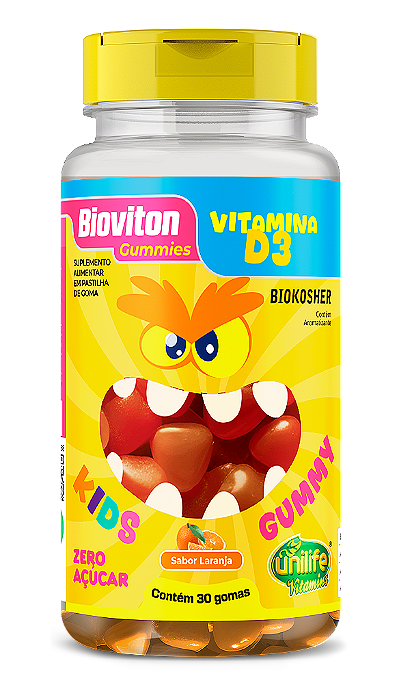 Vitamina D3 Bioviton - Sabor Laranja - KIDS - 30 Gomas Mastigáveis