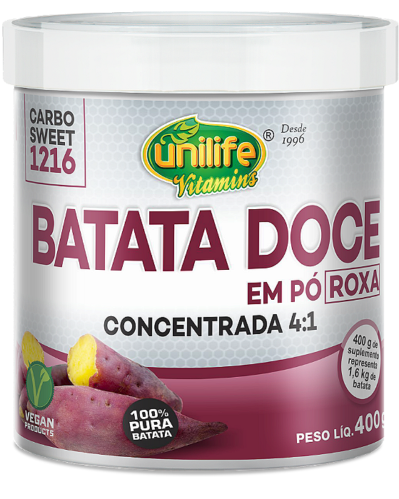 Batata Doce Roxa - Farinha - Concentrada -  4:1 - 100% Pura - Pote 400 Gr