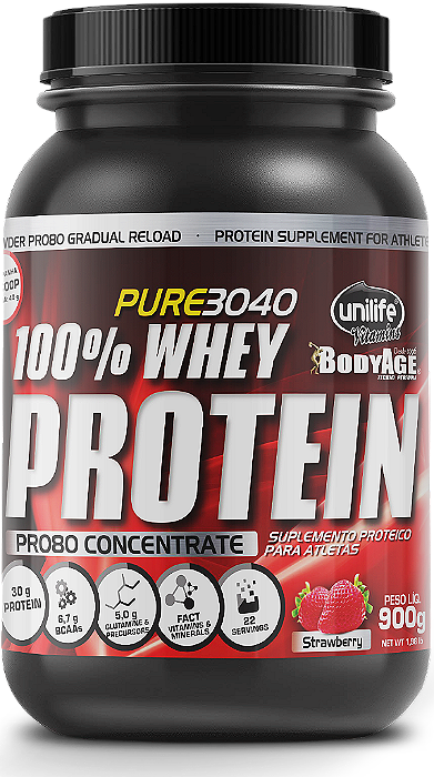 Whey Protein PRO 80 - Proteína concentrada - Sabor morango