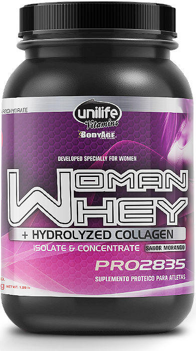 Whey Woman - Proteína isolada e concentrada com colágeno - Sabor morango