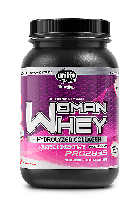 Whey Woman - Proteína isolada e concentrada com colágeno - Sabor chocolate