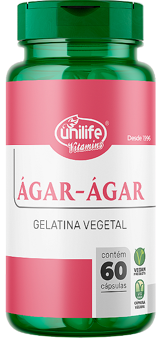 Ágar-Ágar - Gelatina Vegetal - 60 cáps