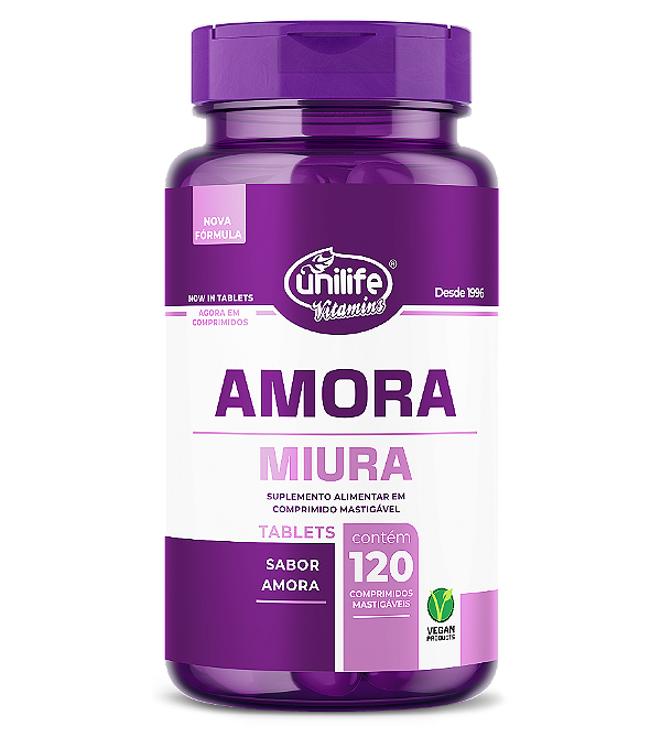 Amora mastigável + Vitaminas E, D e B12- 120 Comprimídos **LANÇAMENTO