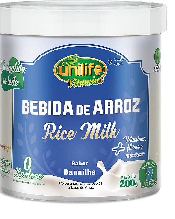 Bebida de arroz - Sem lactose - Sabor Baunilha 200 Gr
