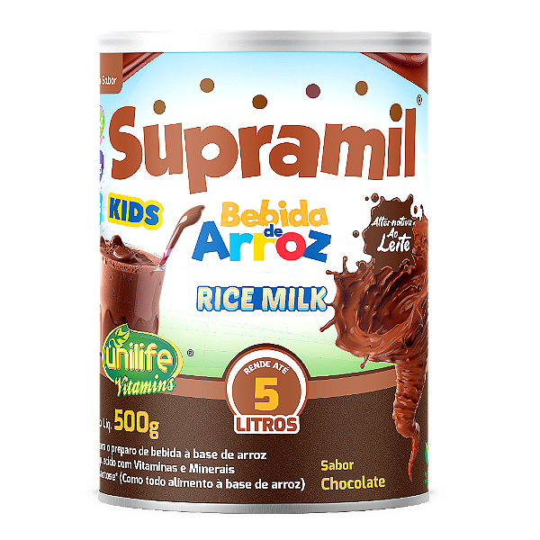 Bebida de Arroz KIDS Supramil -Sem Lactose- Sabor Chocolate  500 Gr