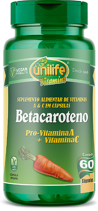 Beta caroteno - Vitamina A e C - 60 cáps