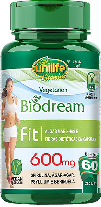 Biodream Fit - Emagrecedor - Spirulina, berinjela, psyllium e ágar-ágar - 60 cáps