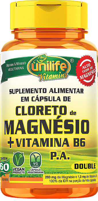 Cloreto de Magnésio P.A. com vitamina B6 - 60 cáps