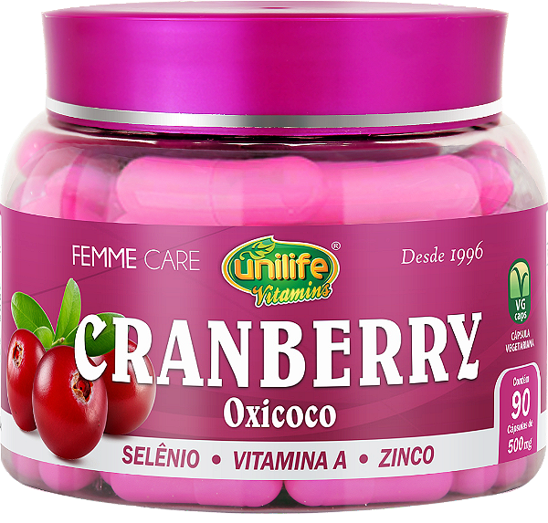 Cranberry com selênio, vitamina A e zinco - 90 cáps - FEMME CARE