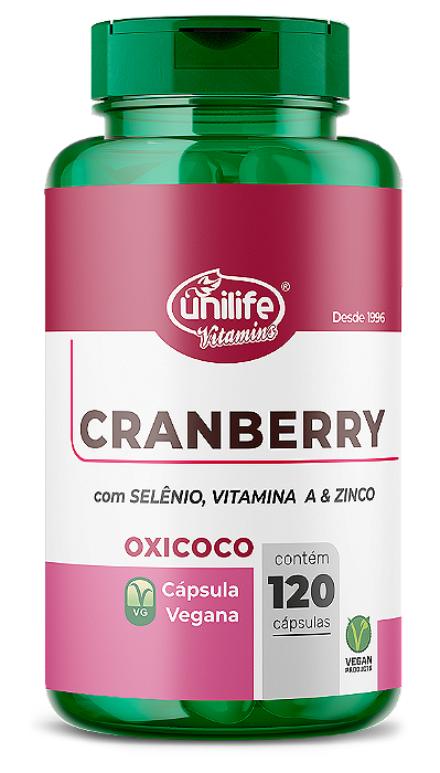 Cranberry com selênio, vitamina A e zinco - 120 cáps