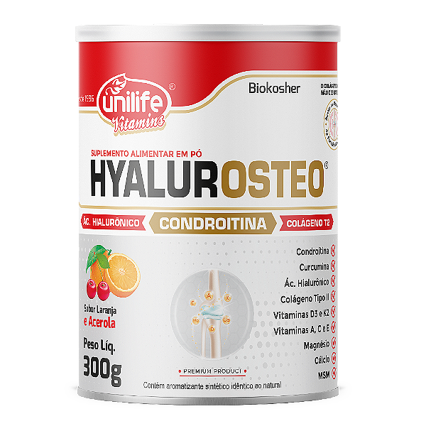 Hyalurosteo + Condroitina Solúvel/Sabor Lar/ Acer. 300 g