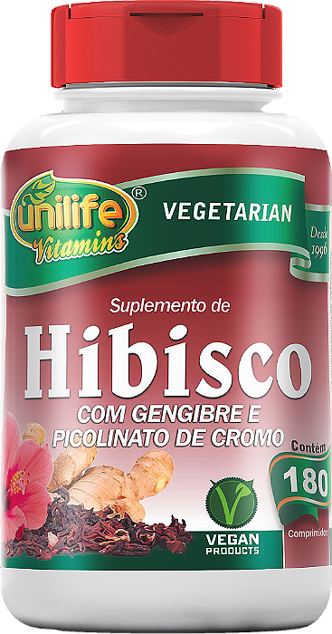 Hibisco com gengibre e picolinato de cromo - 180 comprimidos