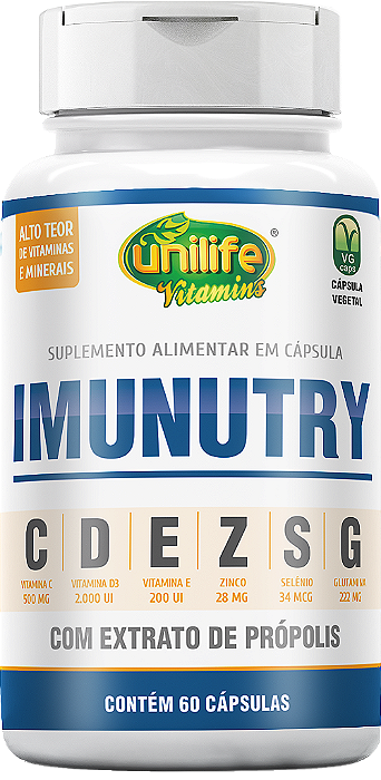 Imunutry - Zinco, selênio, glutamina, própolis verde + Vit. C, D e E - 60 cáps