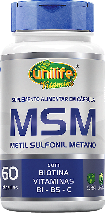 MSM - Metil sulfonil metano com biotina + Vitaminas - 60 cáps