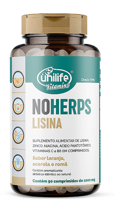 NoHerps - Lisina - Sabor laranja e acerola - 90 comprimidos