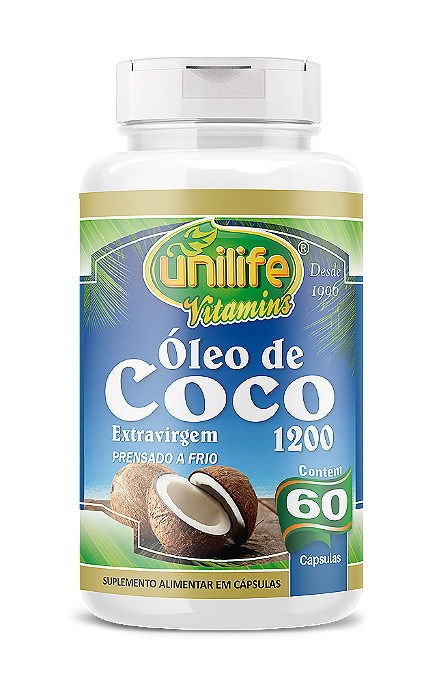 Óleo de coco - Extra virgem - 60 cáps 1200 mg