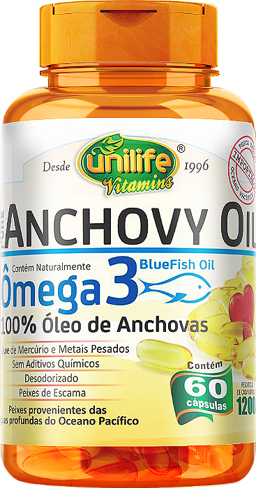 Ômega 3 - Óleo de anchova - 60 cáps 1200 mg
