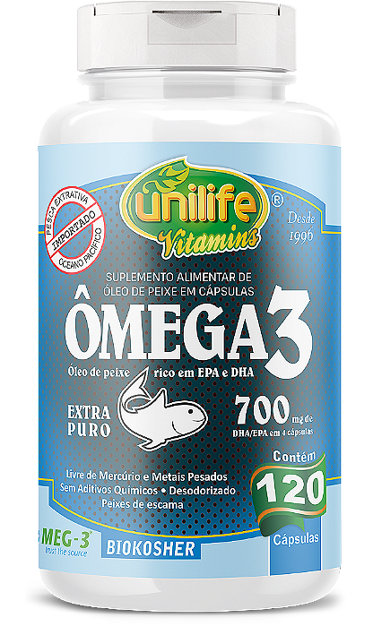 Ômega 3 - Óleo de peixe extra puro - 60 cáps 700 mg