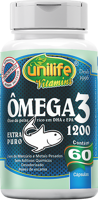 Ômega 3 - Óleo de peixe extra puro - 60 cáps 1200 mg