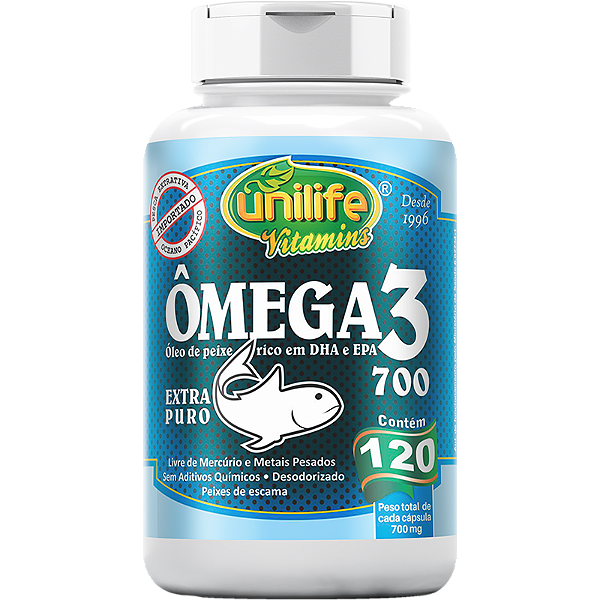 Ômega 3 - Óleo de peixe extra puro - 120 cáps 700 mg