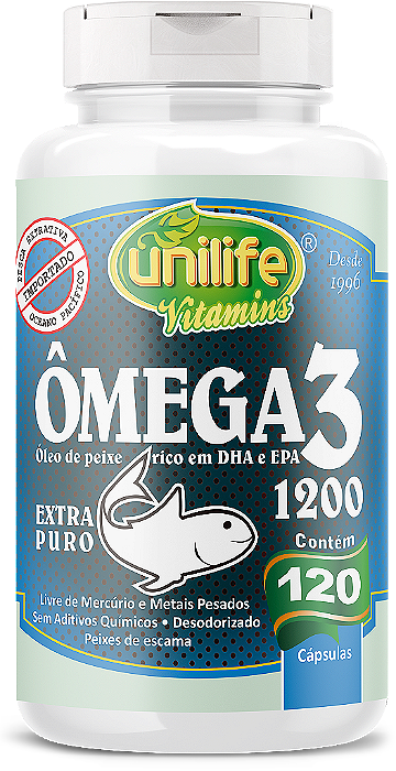 Ômega 3 - Óleo de peixe extra puro - 120 cáps 1200 mg
