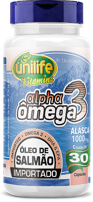 Ômega 3 - Óleo de salmão importado - 30 cáps 1000 mg