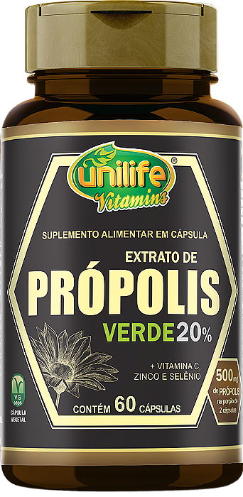 Própolis verde + Vitamina "C", zinco e selênio - 60 cáps