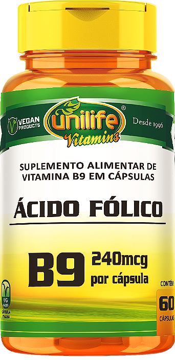 Vitamina B9 - Ácido Fólico - 60 cáps