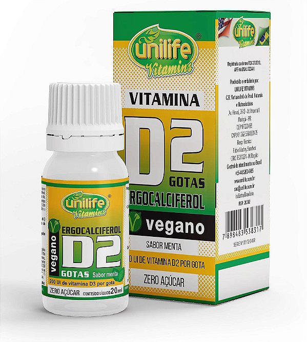Vitamina D2 - Ergocalciferol gotas - Sabor Menta