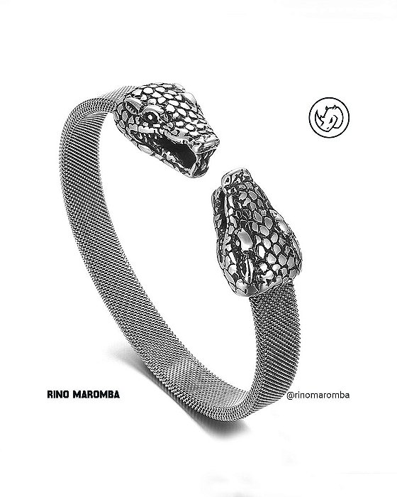 Pulseira modelo cobra em aço inoxidável