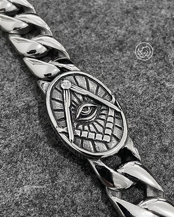 Pulseira maçom cubana em aço inoxidável maçonaria
