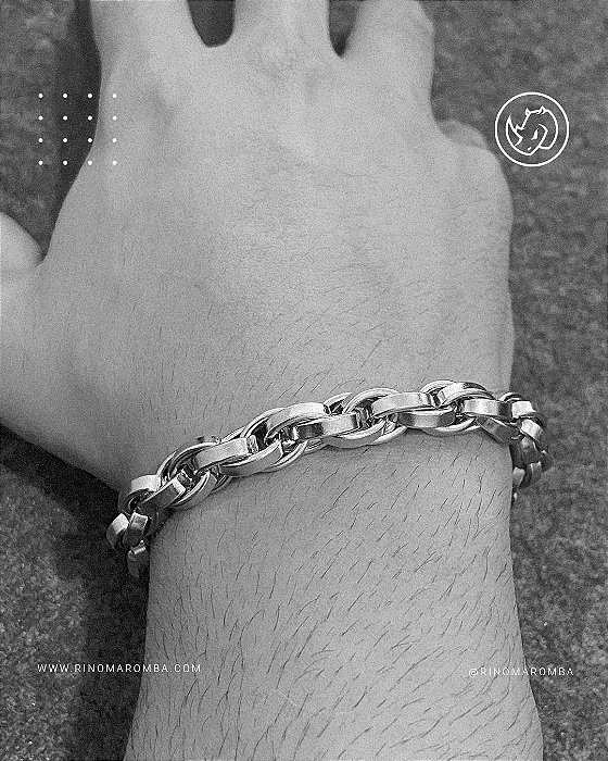 Pulseira 9mm vintage em aço inoxidável