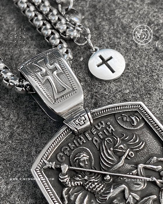 Conjunto são jorge em aço inoxidável de durabilidade eterna