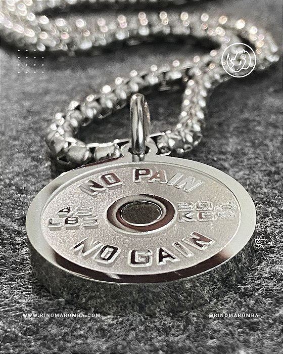 Colar de Anilha BIG no pain no gain em aço inoxidável de durabilidade eterna