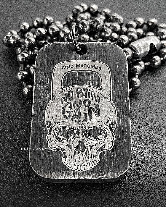 Placa Kettlebell skull em aço inoxidável