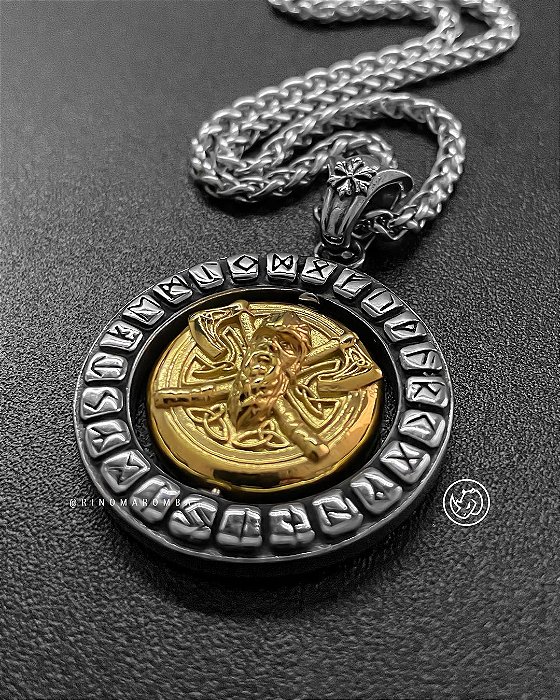 Medalha Viking girátoria banhada em OURO