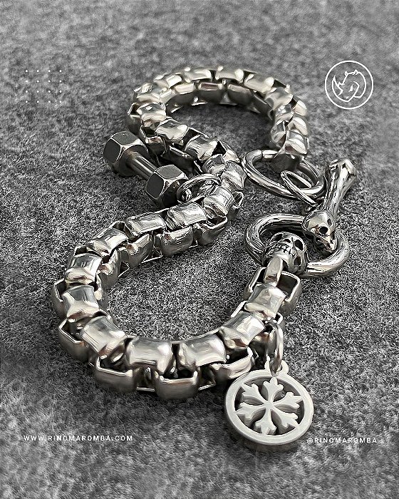 Pulseira Fitness com fecho de caveira em aço inoxidável 7mm