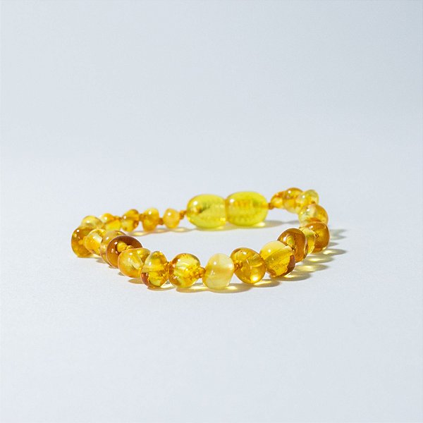 PULSEIRA DE ÂMBAR LIMÃO POLIDO - 14CM