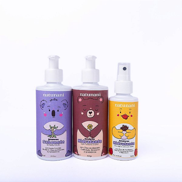 Kit Calmante e Hidratante: Óleo Emoliente + Sabonete Liquido + Hidratante Corporal