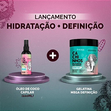 Óleo de Coco e Gelatina Mega Definição (500g) Piscou Cacheou!