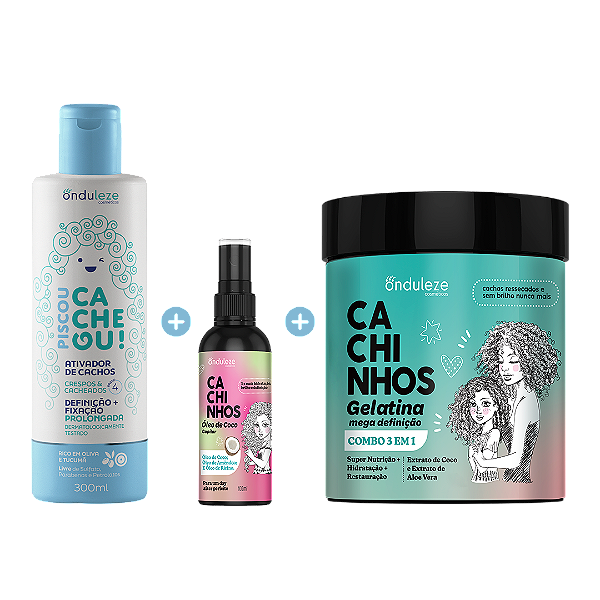 Combo Day After I Ativador de Cachos + Óleo de Coco + Gelatina Mega Definição Piscou Cacheou! (500g)