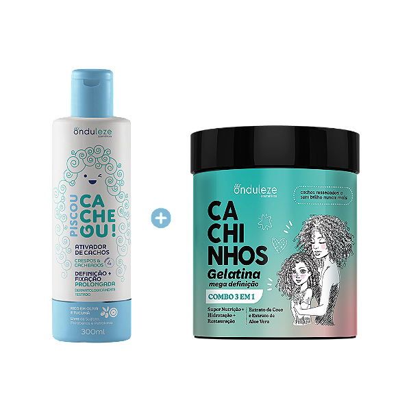 Combo Super Definição I Ativador de Cachos + Gelatina Mega Definição (500g) Piscou Cacheou!